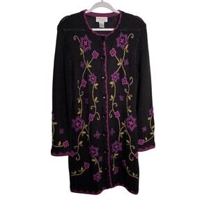 Victor Costa Sweater Dress Floral Knee Length